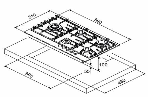 MONDIN FB905VPGLX PIANI COTTURA GAS