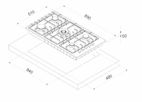 MONDIN FQ905VTGCX PIANI COTTURA GAS