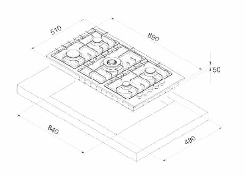 MONDIN FQ905VTGCAV PIANI COTTURA GAS