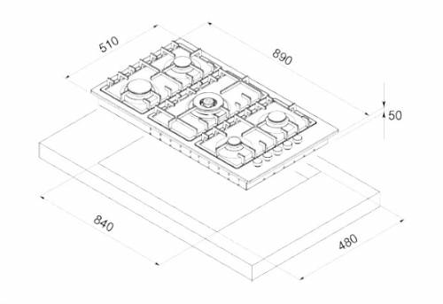 MONDIN FQ905VTGVAV PIANI COTTURA GAS