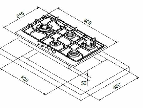 MONDIN A0905VPGCBN PIANI COTTURA GAS