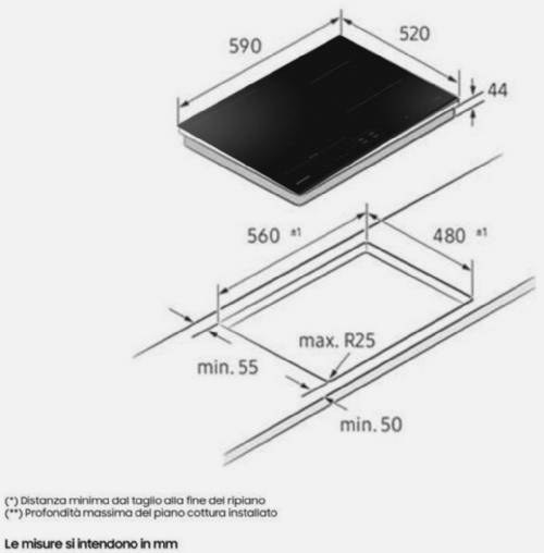 Samsung NZ64B5045GK  Piano a Induzione Samsung Slim Fit 60cm