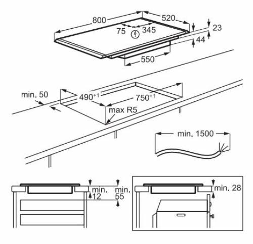 AEG NIG85M30AB piano induzione 80cm SENSEBOIL